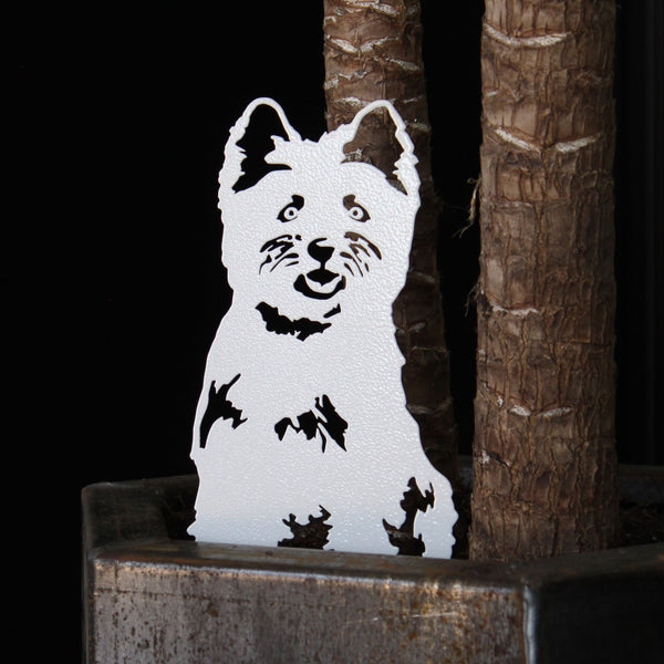 Gold White West Highland White Terrier Corten steel dog silhouette – My Metal Rescue