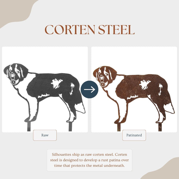 Saint Bernard Corten steel dog silhouette – My Metal Rescue