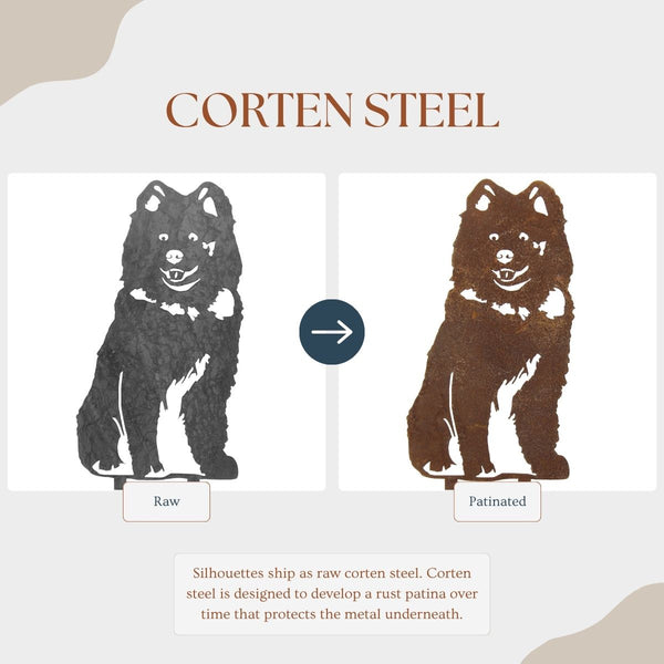 Samoyed Corten steel dog silhouette – My Metal Rescue
