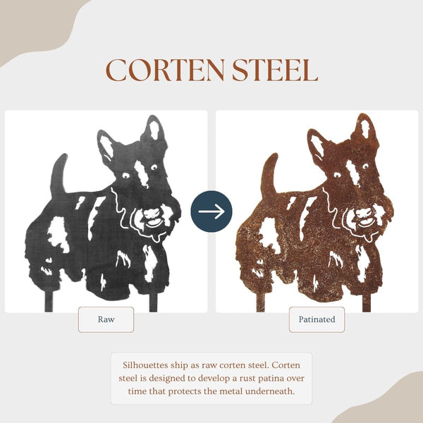 Scottish Terrier Corten steel dog silhouette – My Metal Rescue