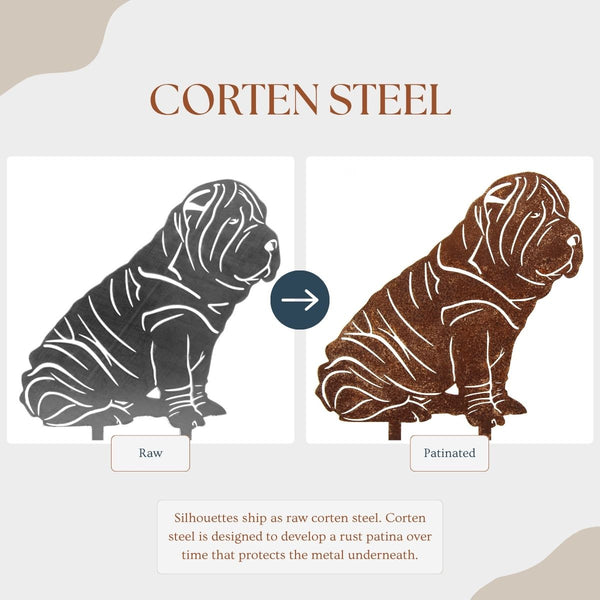 Shar Pei Corten steel dog silhouette – My Metal Rescue