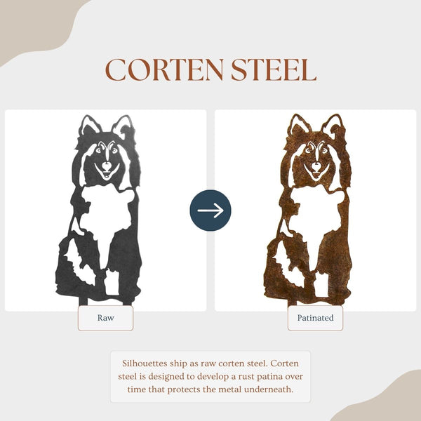 Rough Collie Corten steel dog silhouette – My Metal Rescue