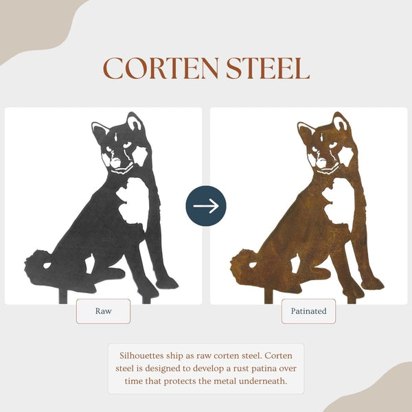 Shiba Inu Corten steel dog silhouette – My Metal Rescue