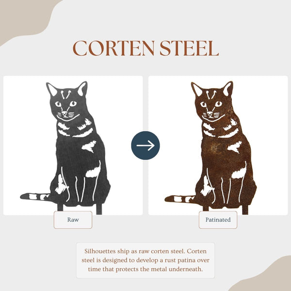 Shorthair Tabby Corten steel dog silhouette – My Metal Rescue