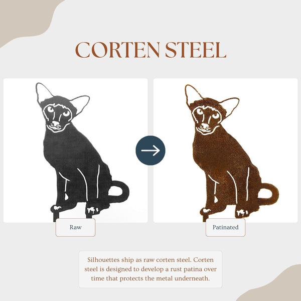 Siamese Corten steel dog silhouette – My Metal Rescue