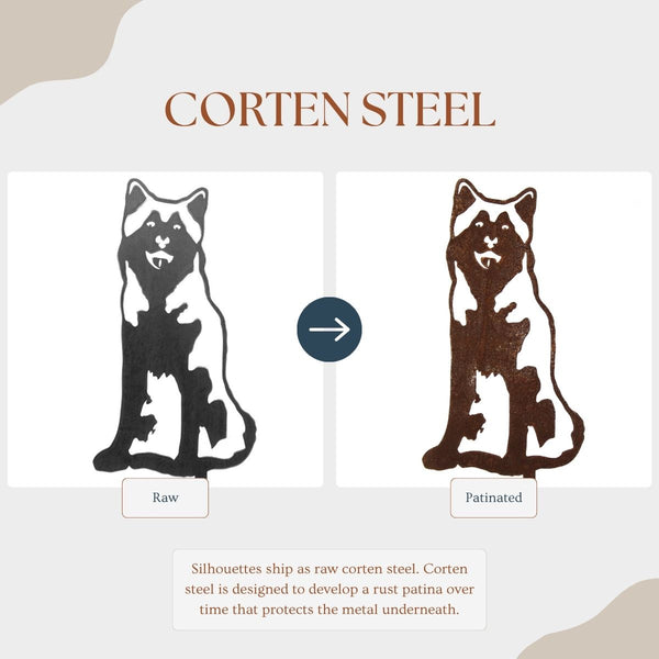 Siberian Husky Corten steel dog silhouette – My Metal Rescue