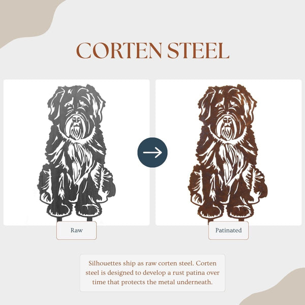 Bouvier Des Flandres Corten steel dog silhouette – My Metal Rescue