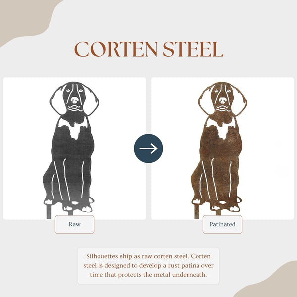 American English Coonhound Corten steel dog silhouette – My Metal Rescue