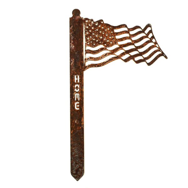 Corten Steel Waving US Flag Garden Stake in Corten steel, rusted patina finish – My Metal Rescue