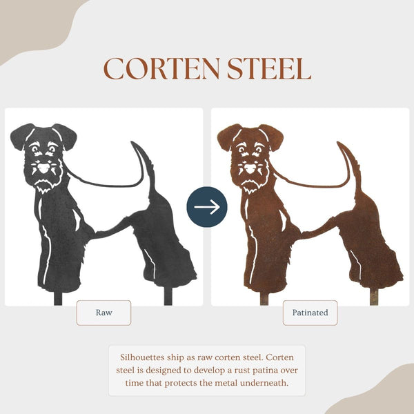 Welsh Terrier Corten steel dog silhouette – My Metal Rescue