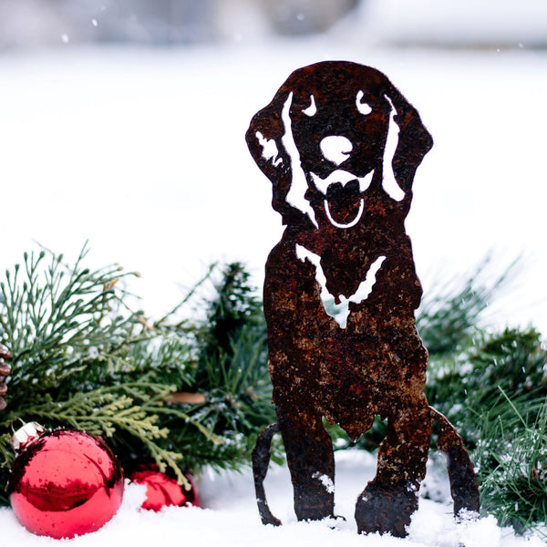 Golden Retriever Sitting Metal Art Handcrafted Dog Décor Corten steel dog silhouette, rusted patina finish – My Metal Rescue