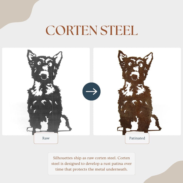 Yorkshire Terrier Corten steel dog silhouette – My Metal Rescue